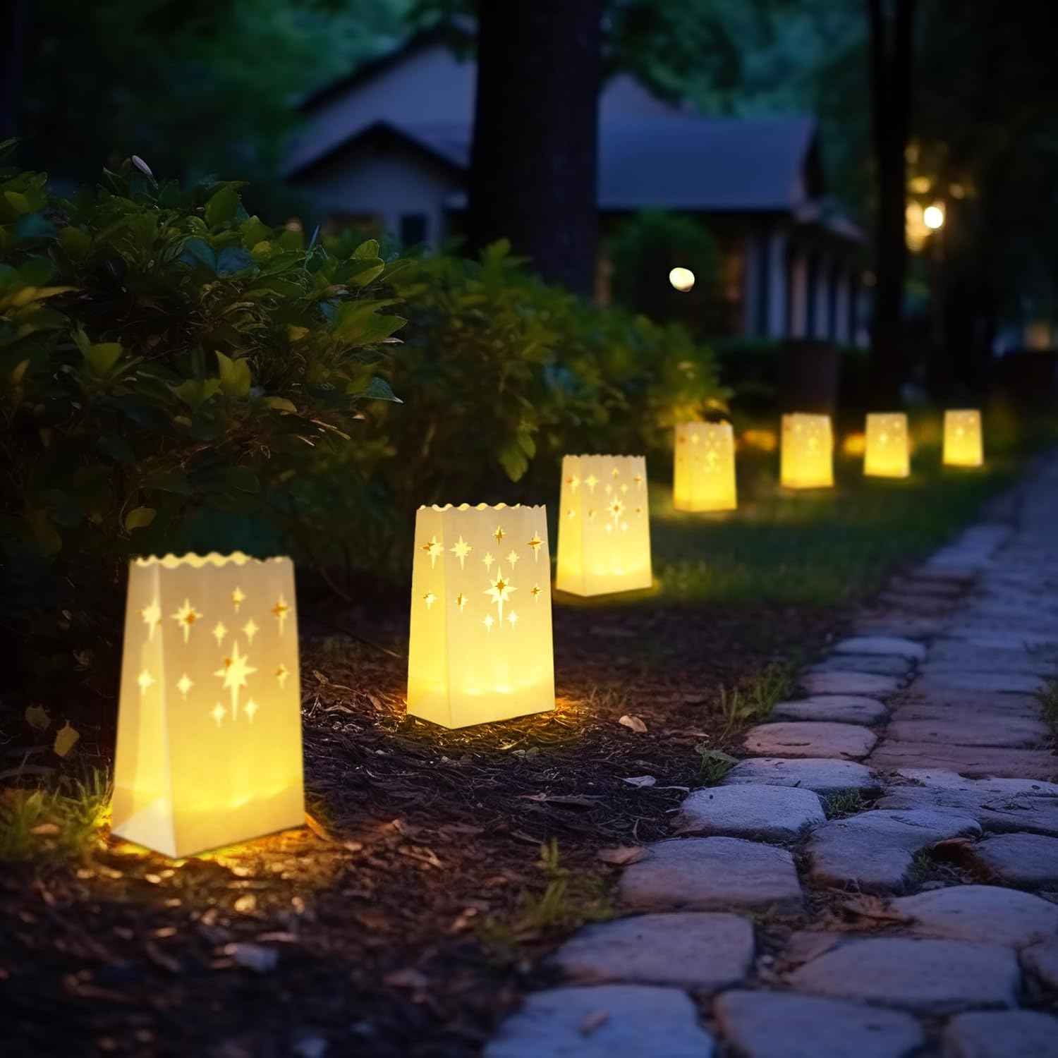 Homemory Star Luminary Bags with LED Tealights – Thoughtful Housewarming Gift for New Homeowners
