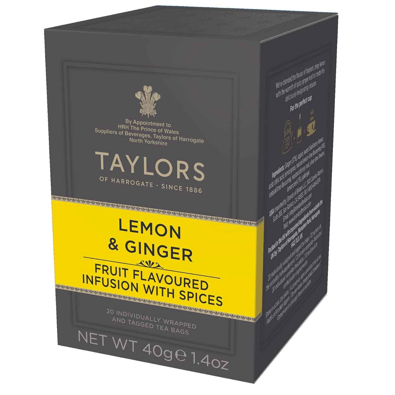 Taylors of Harrogate Lemon & Ginger Herbal Tea – Pantry Staple for Daily Family Tea Time