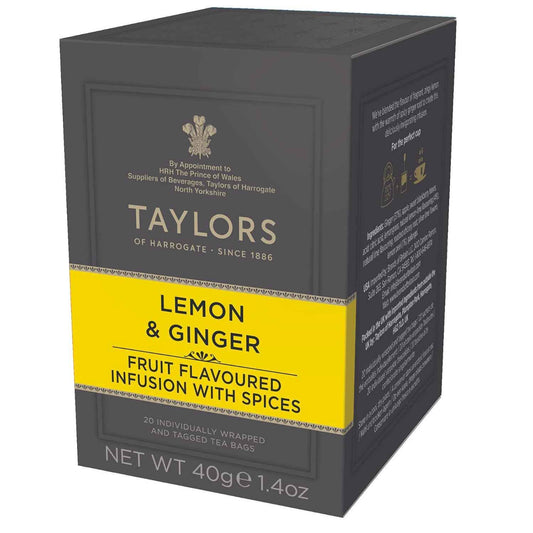 Taylors of Harrogate Lemon & Ginger Herbal Tea – Pantry Staple for Daily Family Tea Time