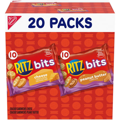 20-count multi-pack with 10 cheese and 10 peanut butter sandwich crackers