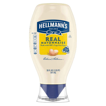 Hellmann's Real Mayonnaise Squeeze Bottle – Family Friendly Mayo for Kid Lunch Boxes and Sandwiches, 20 oz