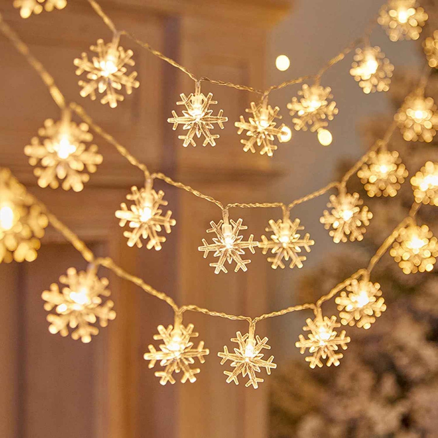 LuminGlow Snowflake Lights – Thoughtful Birthday Gift for Her, Battery Operated Bedroom String Lights for Women