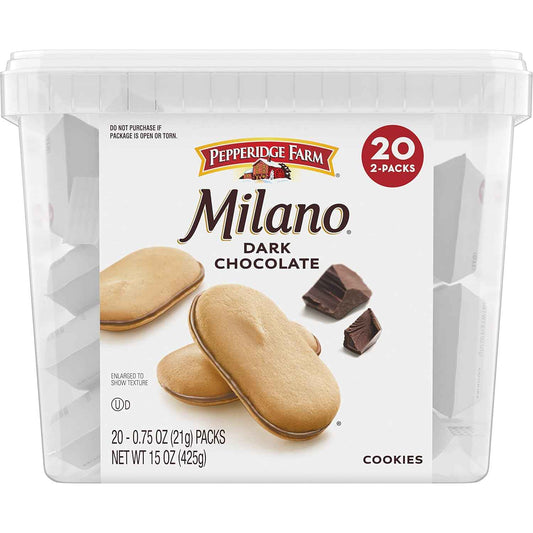 Pepperidge Farm Milano Dark Chocolate Cookies – Premium Dessert Pairing for Espresso and Dessert Wine, 20 Single-Serve Packs