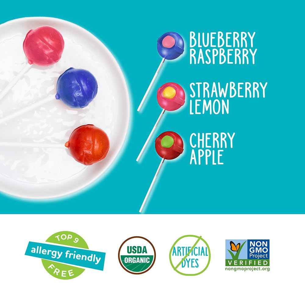 YumEarth Organic Duo Pops – Dye-Free Chewy Center Lollipops for Nursery Snack Jars and Sunday School Treasure Boxes