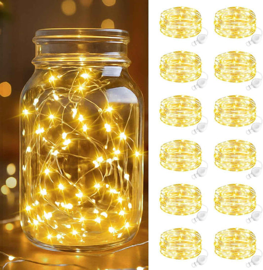 btfarm Fairy Lights 12 Pack – Thoughtful Birthday Gift for Her, Battery Operated Mason Jar Lights for Bedroom and Cozy Home Moments
