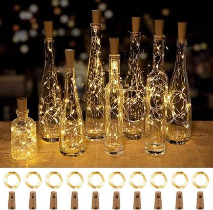 Brightown Flameless Cork Bottle Lights – Kid and Pet Safe LED String, Cool-Touch Battery Fairy Lights for Family Homes