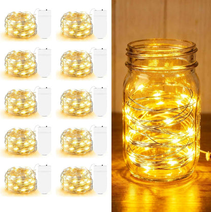 Glowia Fairy Lights Battery Operated – 10 Pack Ready to Gift Set of 7ft 20 LED String Lights for Brides-to-Be and DIY Craft Lovers, Warm White