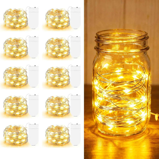 Glowia Fairy Lights Battery Operated – 10 Pack Ready to Gift Set of 7ft 20 LED String Lights for Brides-to-Be and DIY Craft Lovers, Warm White