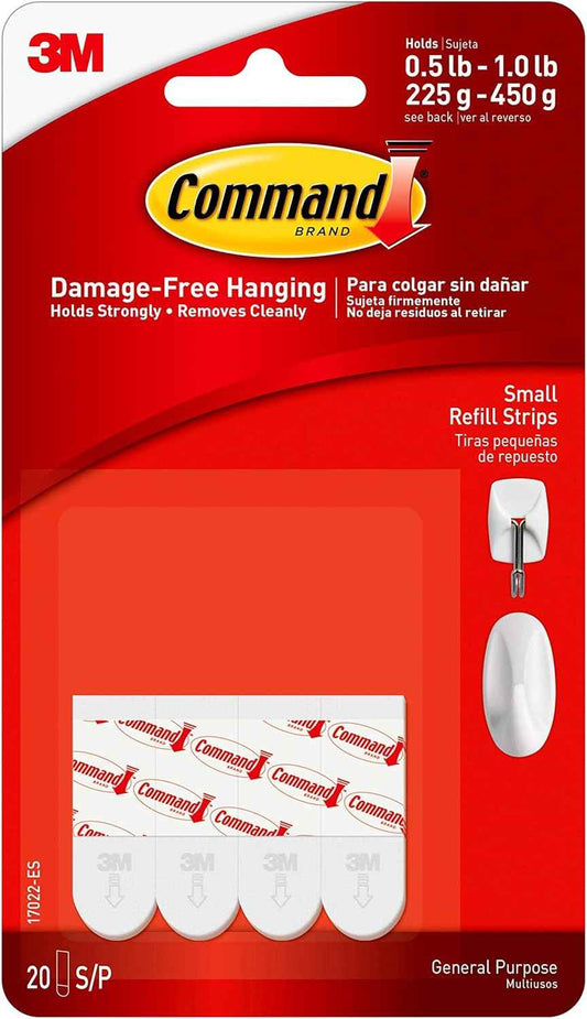 Command Small Refill Strips – Removable Wall Adhesive for Living Room Picture Displays and Holiday Decorating