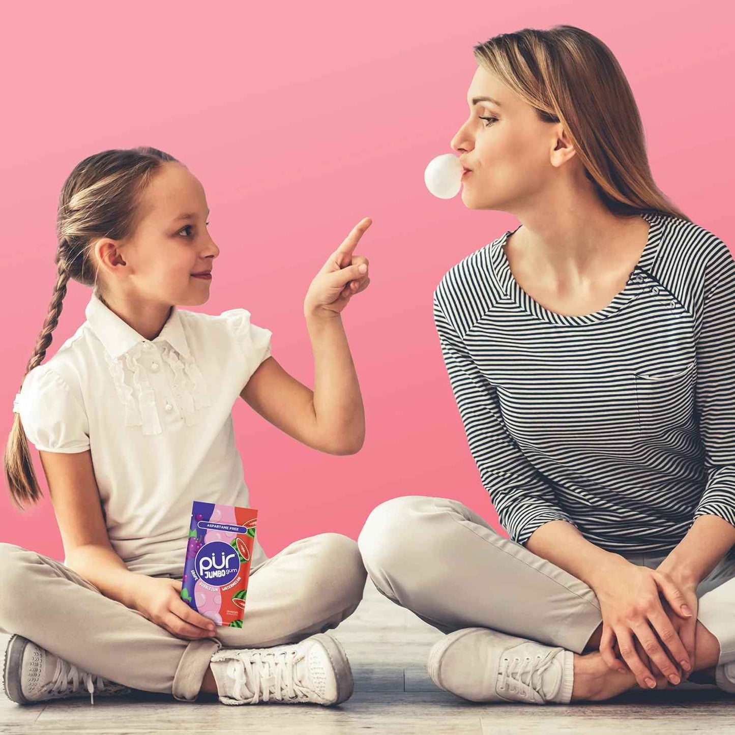 PUR Jumbo Gum | Aspartame-Free Kids Chewing Gum for School Lunchboxes | Nut-Free Bubblegum 20-Count
