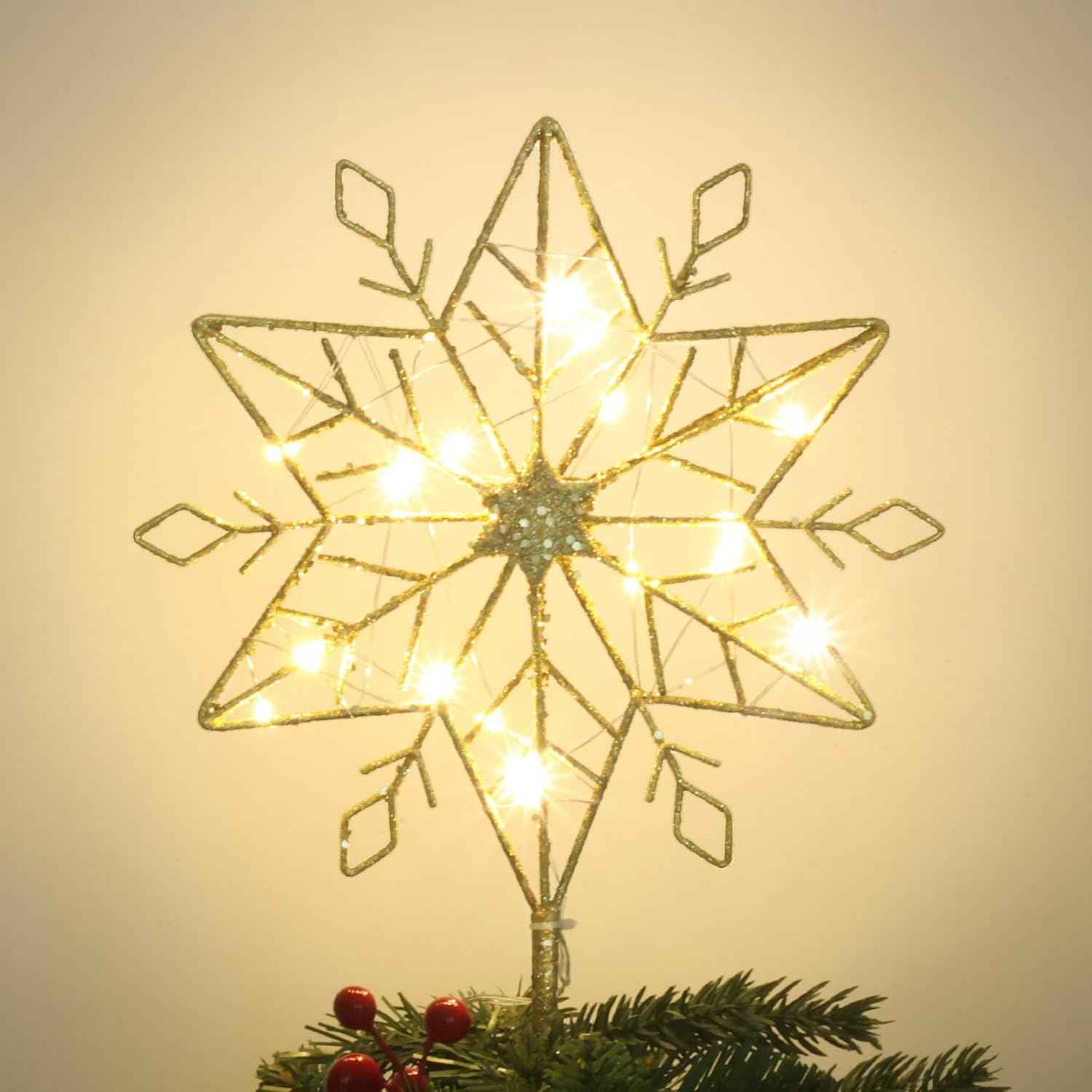 hogardeck Flameless LED Christmas Tree Topper – Safe Holiday Lighting Alternative to Candles for Homes with Kids and Pets