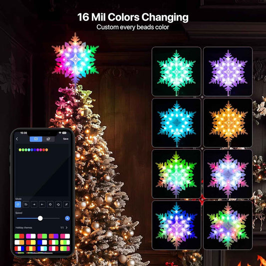 Lumichain USB Snowflake Tree Topper – Flameless, Touch-Safe Holiday Lighting for Worry-Free Homes