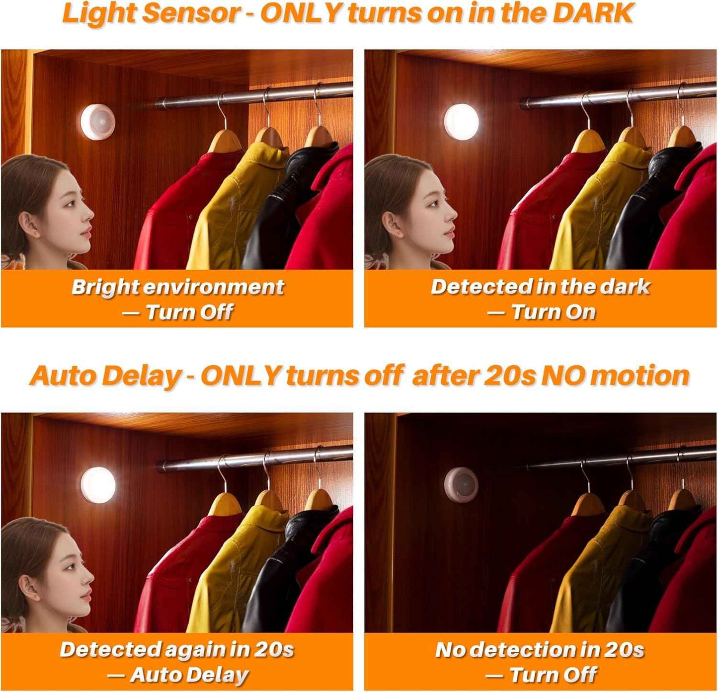 STAR-SPANGLED Motion Sensor Puck Lights – Clean Wireless Lighting for Clutter-Free Kitchens and Closets