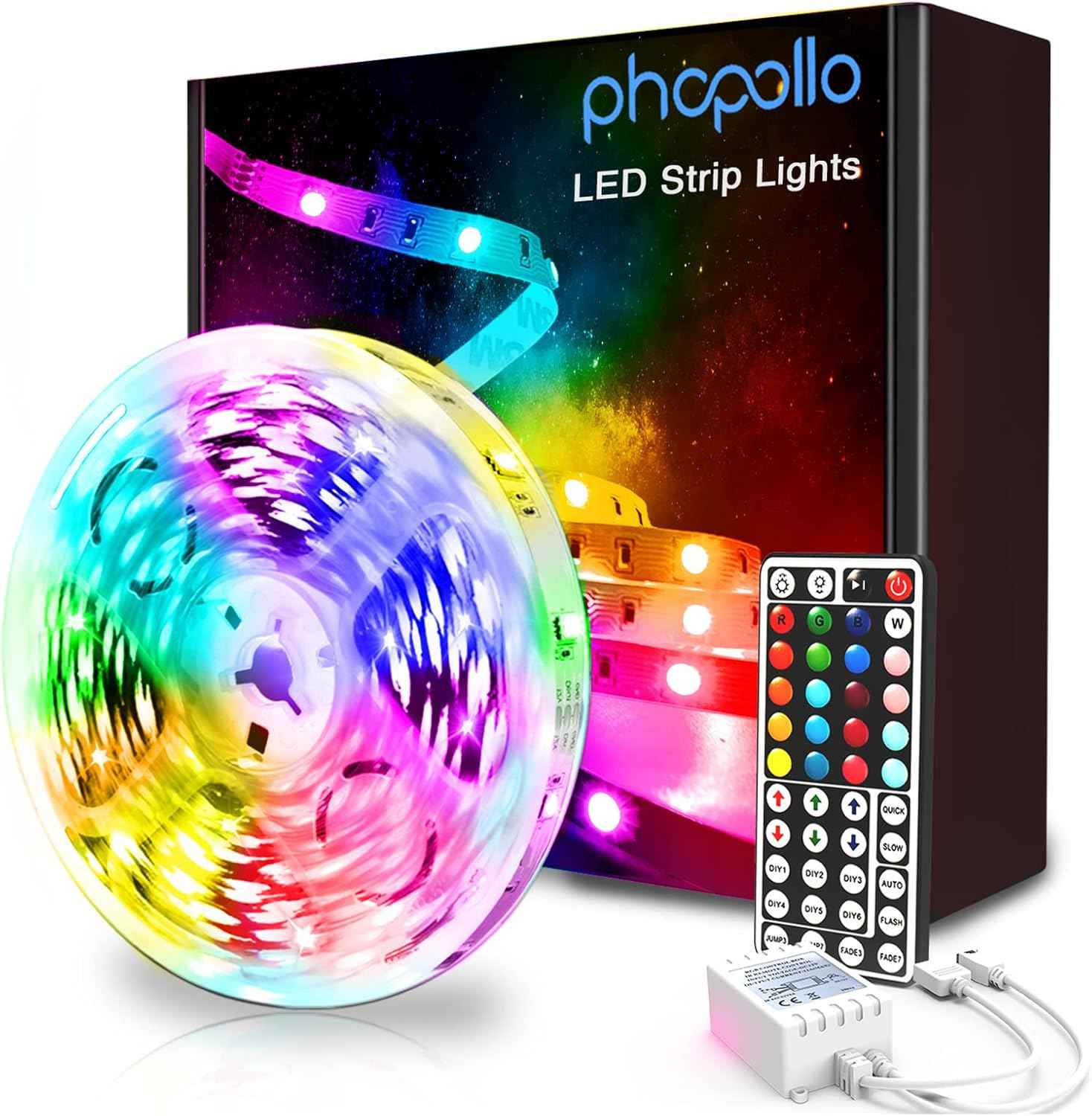 phopollo LED Strip Lights – Thoughtful Birthday Gift for Her, RGB Bedroom Decor with 44-Key Remote