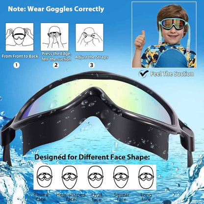 Seago Swim Goggles 2 Pack – Kids Swim Goggles for Ages 3-14, Anti-Fog Pool Gear for Swim Lessons and Backyard Fun