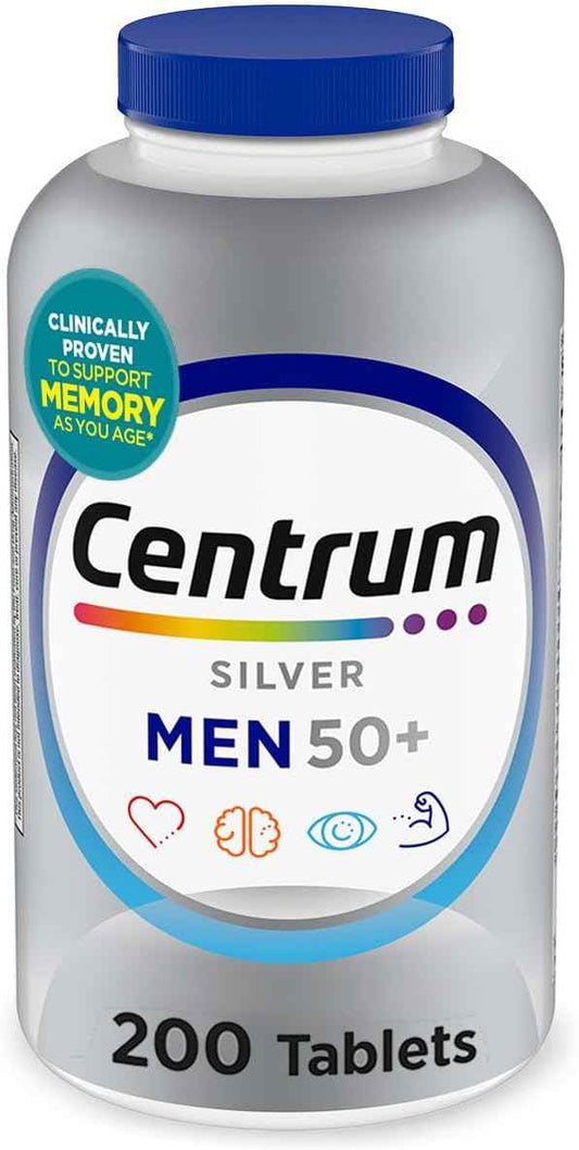 Centrum Silver Men's 50+ Multivitamin with Vitamin D3, B-Vitamins, Zinc for Memory and Cognition - 200 Tablets