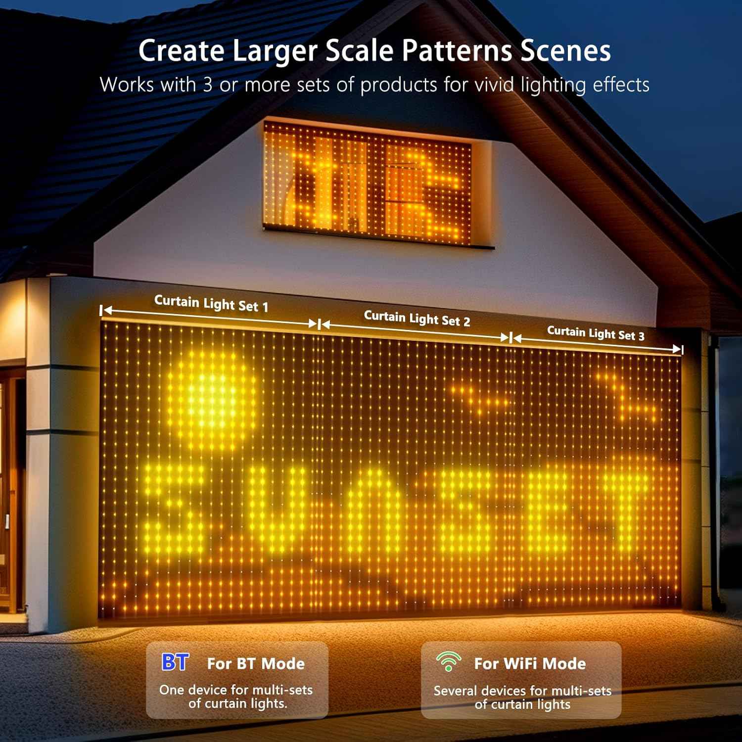 AuroraGlow Smart Curtain Lights – Home Office Focus Ambiance, Scheduled Timer and App-Controlled Lighting