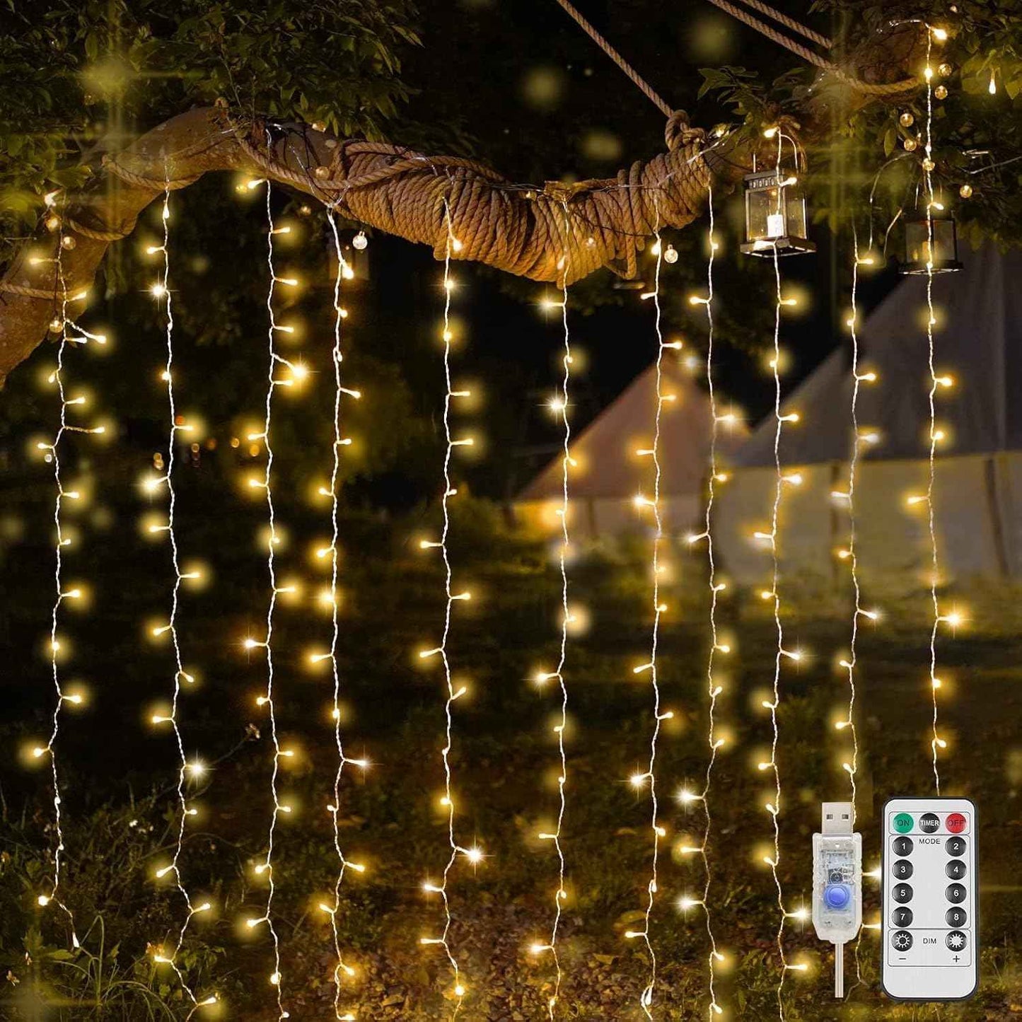 suddus Curtain Lights Birthday Gift for Her – 200 LED Warm White Bedroom Decor with Remote and Timer