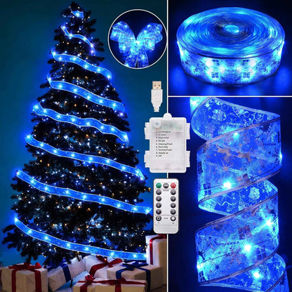 Otomix 66ft Sheer Ribbon Garland Lights – Clean Understated Christmas Decor for Modern Minimalist Home