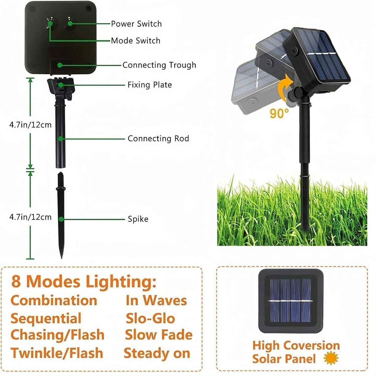Lumimuse 2-Pack Solar String Lights – 200 LED Green Wire Outdoor Decor for Pergola, Porch and Fence Line, IP65 Weatherproof for Rain or Snow
