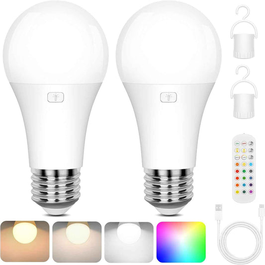 LuminWick Portable A19 LED Bulb – Camping Lantern with Hook for Tents, Picnics, and Backyard Parties