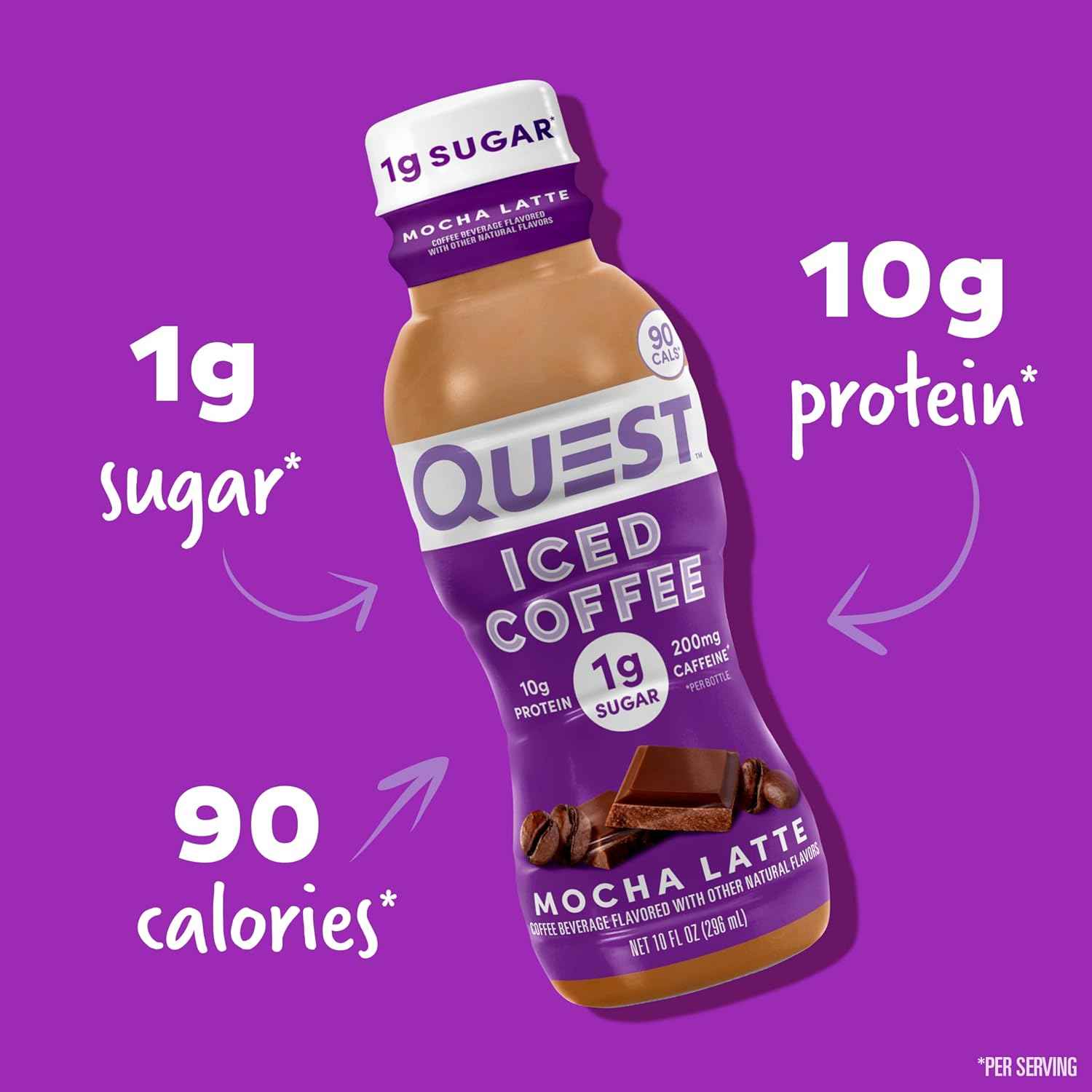 Quest Nutrition Iced Coffee Low-Sugar Protein Shake for Morning Routine and Wind-Down Self-Care, 1g Sugar Mocha Latte 4-Pack