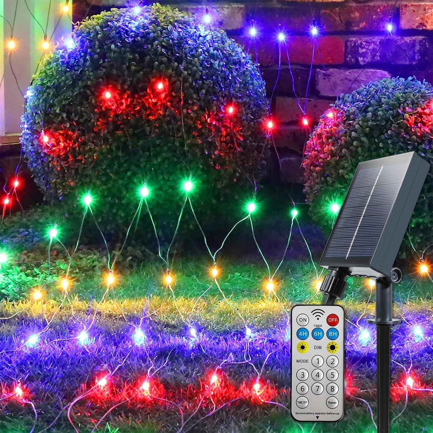 YAOZHOU Solar Christmas Net Lights – One-Step Drape Mesh for Clean, Uncluttered Holiday Decor on Shrubs & Hedges