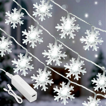 Lakumu Snowflake Fairy Lights 20FT Battery Operated String Lights for Bedroom Aesthetic and Cozy Living Room Decor