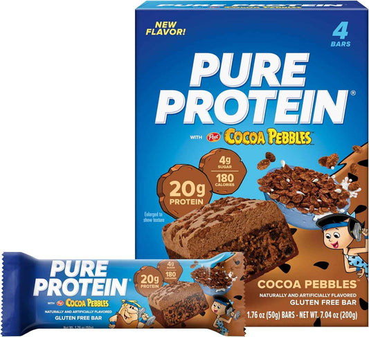Pure Protein Cocoa PEBBLES Protein Bars – Nutritious Lunchbox Snack for School and Soccer Practice