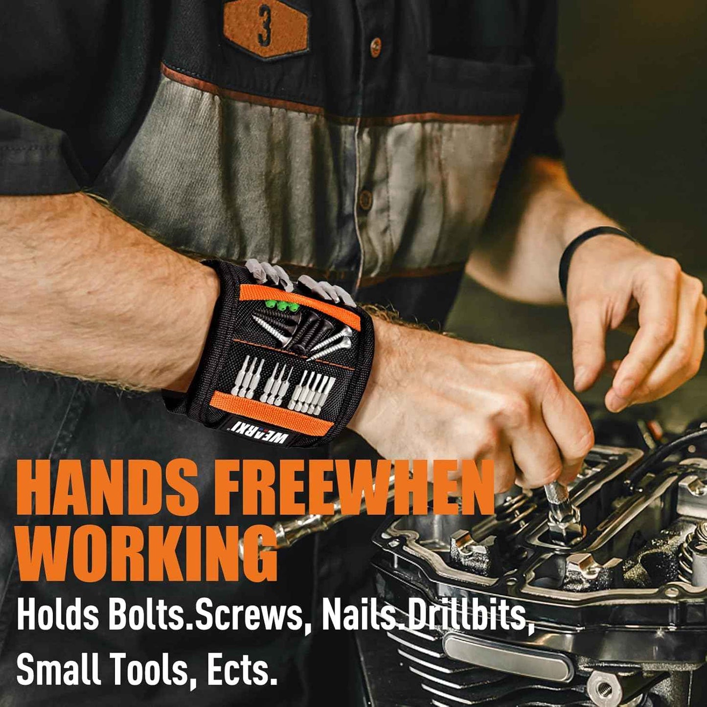 WEARXI Magnetic Wristband Tool – Outdoor Deck Repair and Fencing Accessory, Holds Screws and Nails on the Jobsite