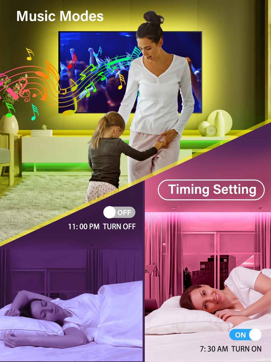 Maylit RGB TV Backlight Strip – Living Room Ambient Decor, 20ft Color Changing LED Behind 32-80 Inch TVs