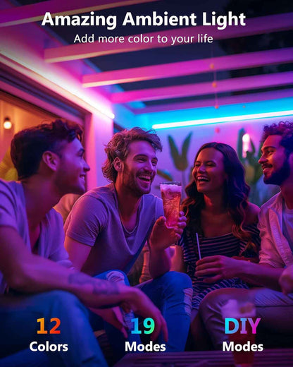 HitLights LED Strip Lights – Safe LED Lighting for Kids Room and Playroom, Cool Touch 12V RGB Strip with Remote