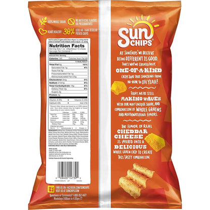 SunChips Harvest Cheddar Multigrain Snacks, 7 oz Whole Grain Mindful Snacking Option for Home Pantry and Office Drawer