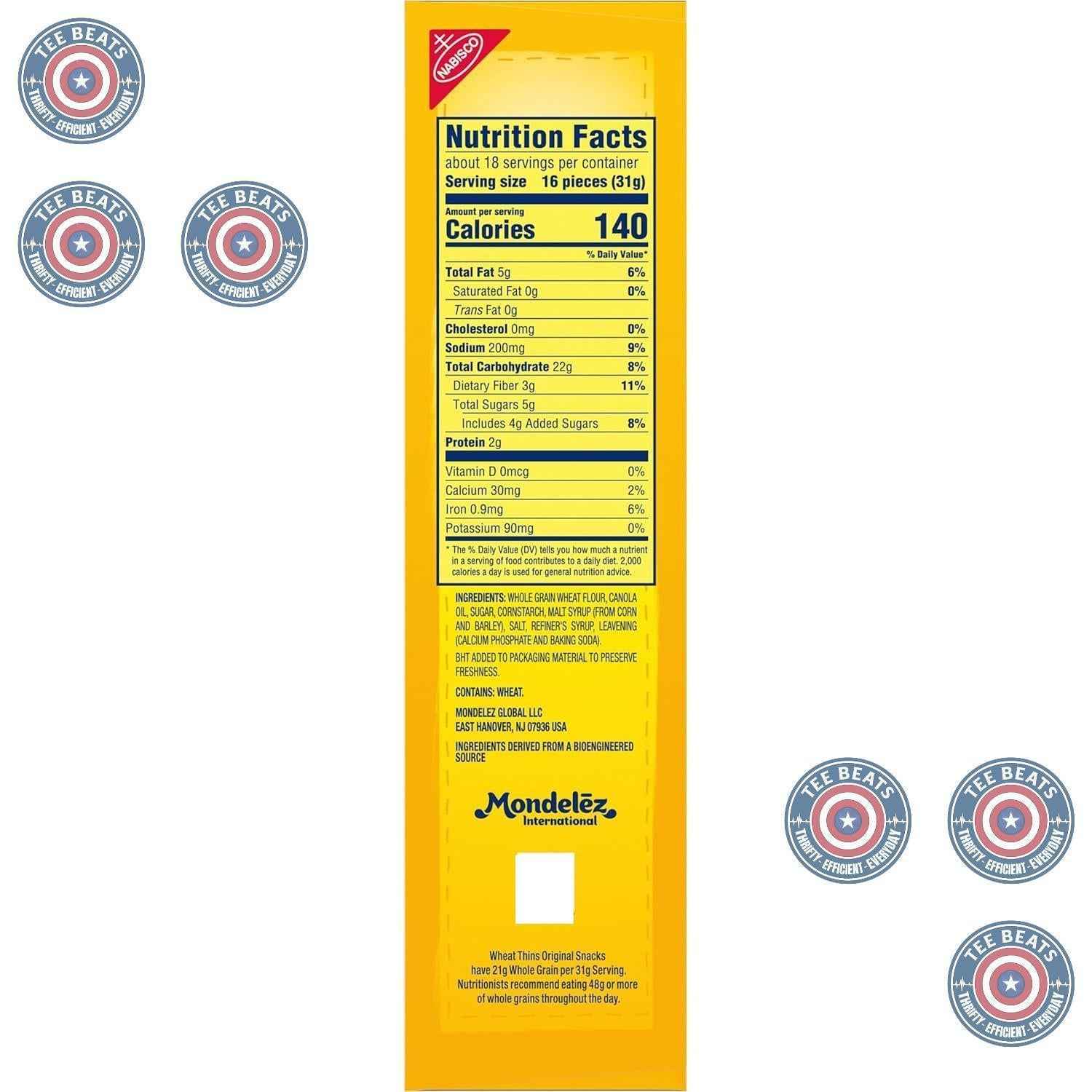 Wheat Thins Original Crackers – Whole Grain Snack for Blood Pressure Conscious Snackers
