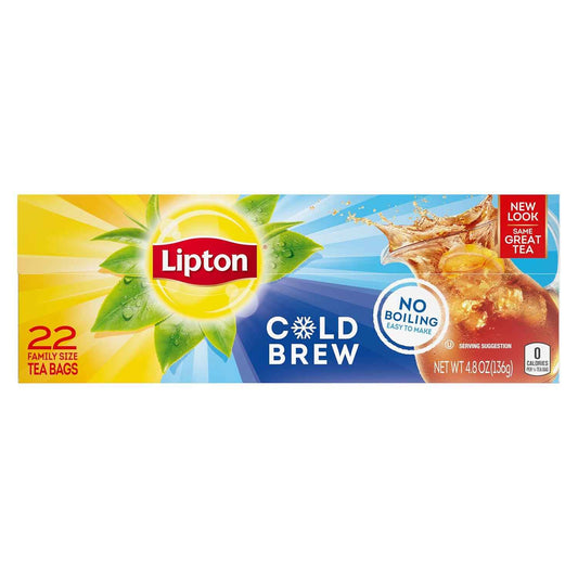 Lipton Cold Brew Iced Tea Bags for Health-Conscious Hydration Routines, Zero Calorie Family Size Cold Brew for Daily Wellness