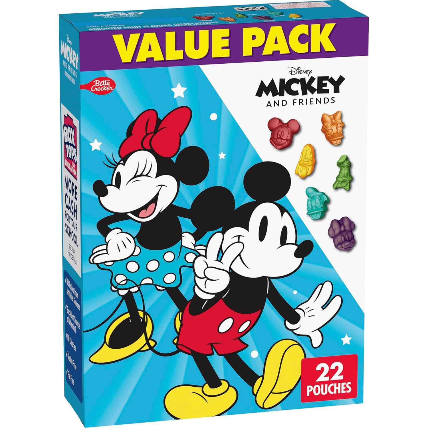 Disney Mickey and Friends Fruit Flavored Snacks, 22 Ct Guilt Free Lunchbox Snack for Health Conscious Parents