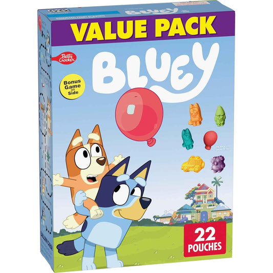 Bluey Fruit Flavored Snacks, Gluten Free and No Artificial Colors Kids Snack, 22 Individually Wrapped Pouches