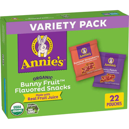Annie's Organic Bunny Fruit Snacks – Trunk-or-Treat Allergy-Friendly Treat for Outdoor Fall Events, 22 ct