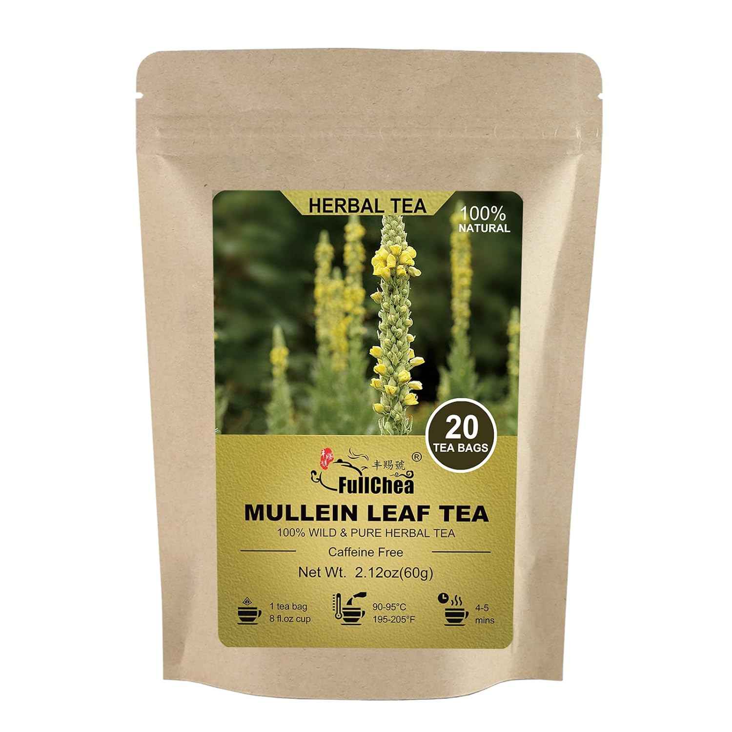 FullChea Mullein Leaf Tea Bags – Glue-Free Ultrasonic-Bonded Teabags for Pure Uncontaminated Brewing