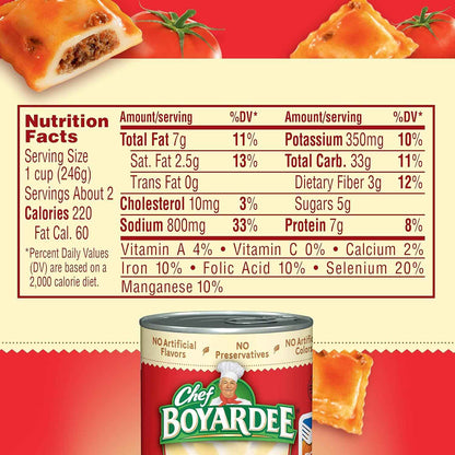 Chef Boyardee Beef Ravioli 15 oz Cans – Office Break Room Microwave Meal for Back-to-Back Workdays