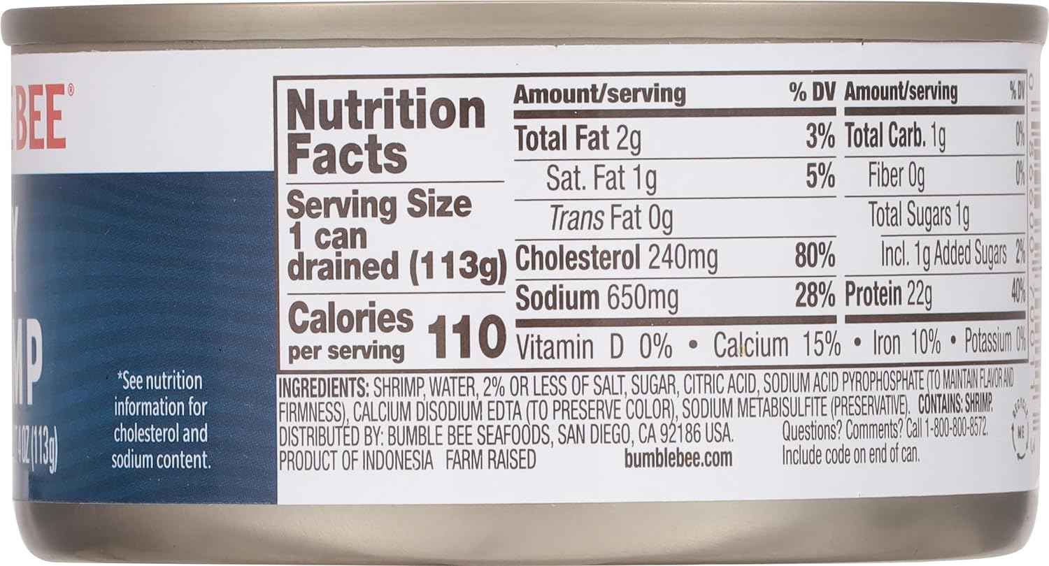 Bumble Bee Tiny Shrimp 6 oz Can – Clean Keto Protein for Health-Conscious Home Lunches