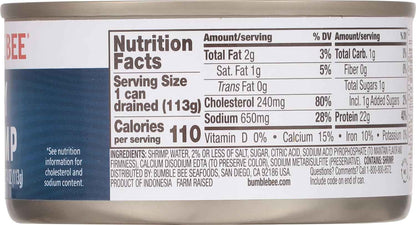 Bumble Bee Tiny Shrimp 6 oz Can – Clean Keto Protein for Health-Conscious Home Lunches