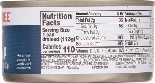 Bumble Bee Tiny Shrimp 6 oz Can – Clean Keto Protein for Health-Conscious Home Lunches