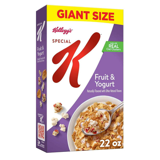 Kellogg's Special K Fruit and Yogurt Cereal – Low Fat Breakfast Bowl for Weight-Conscious Wellness Routines, 22oz Giant Box