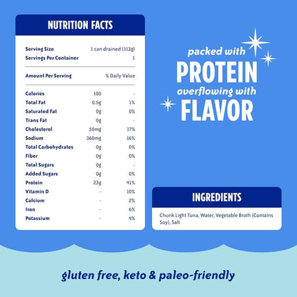 Chicken of the Sea Wild Caught Chunk Light Tuna – Quick Protein for Office Desk Pantry and Meal Prep