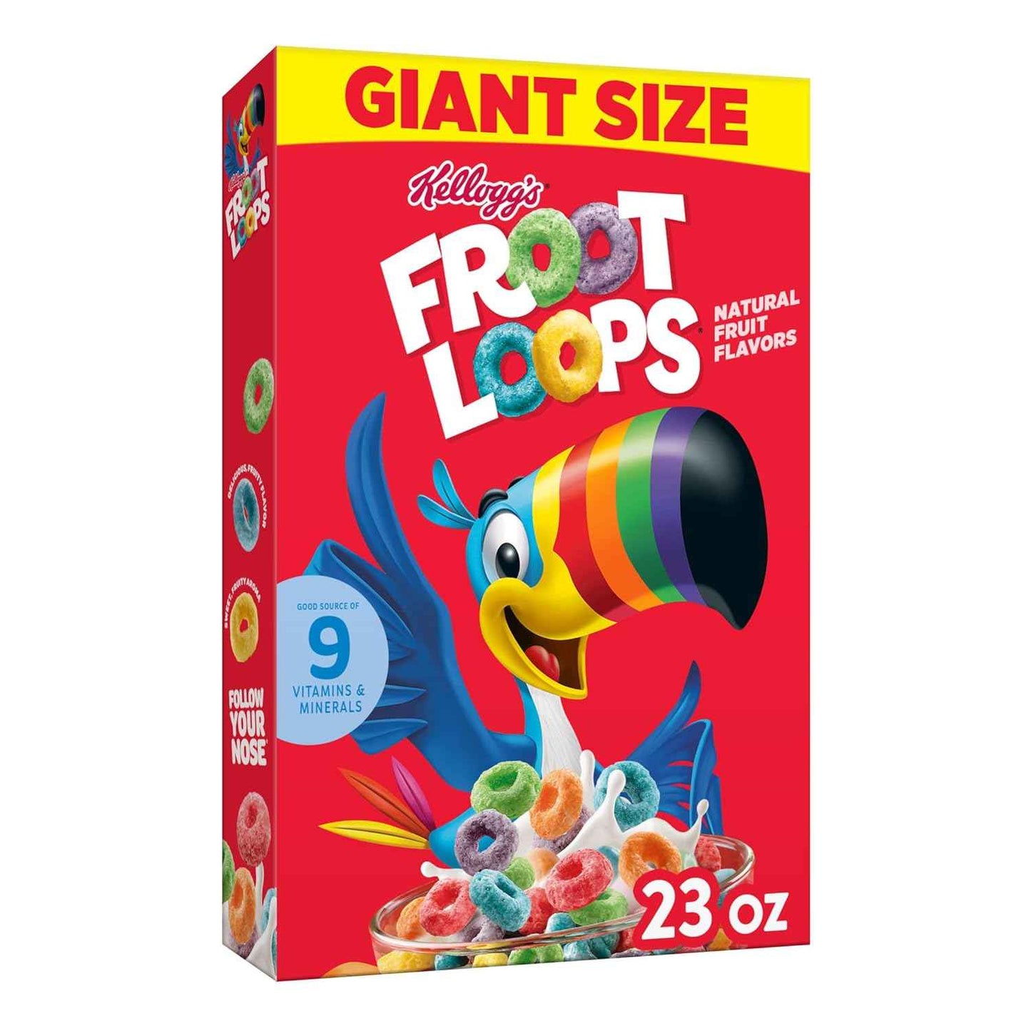 Kellogg's Froot Loops Cereal – Kid-Friendly Family Breakfast for Nursery Snack Time, 23 oz Giant Box