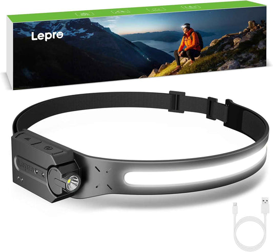 Lepro Hands-Free LED Headlamp with Motion Sensor – Safe, Flameless Light for Storm Power Outages and Hurricane Kits