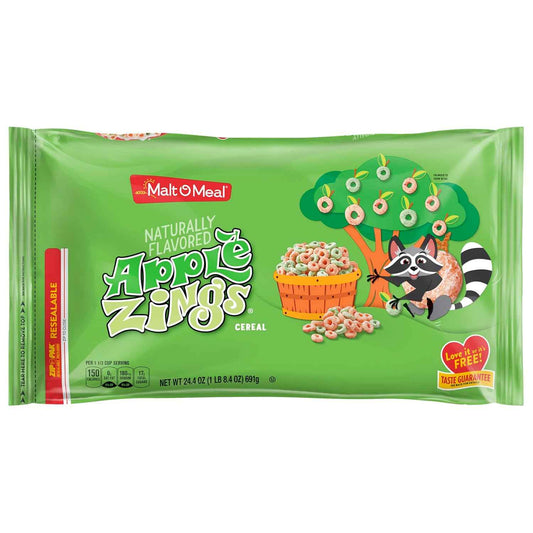 Malt-O-Meal Apple Zings Cereal – Quick Work-from-Home Breakfast, Apple Cinnamon Resealable Bag