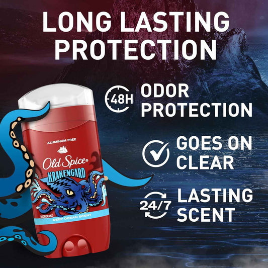 Old Spice Aluminum Free Deodorant for Men – Bold Scent Gift Set for Husband or Dad, Krakengard Deep Ocean Pack of 3
