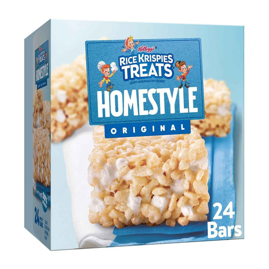 Rice Krispies Treats Homestyle Marshmallow Snack Bars Portable Snacks for Car Rides and Road Trips, Individually Wrapped 24 Count